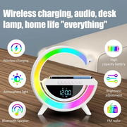 G Lamp Speaker with Digital Clock & RGB Wireless Charger – The Ultimate 3-in-1 Smart Gadget