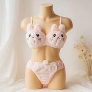 Cute Kitty Anime Soft Plush Bra & Amp; Panty Set High Quality With Multy Colour